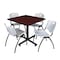 Kobe Kobe Square Table & Chair Set, Wood, Metal, Plastic Top, Mahogany TKB4242MH47GY - alternate 1